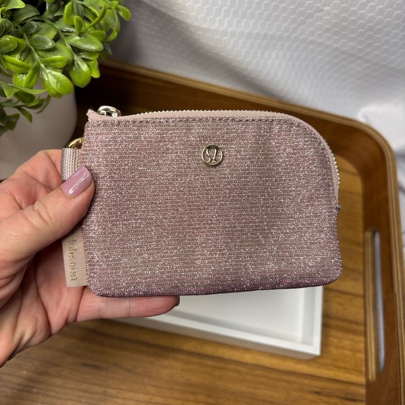 Lululemon Sparkling Pink Zipper Pouch/Card Holder and Crab Keychain NWT - Picture 2 of 8